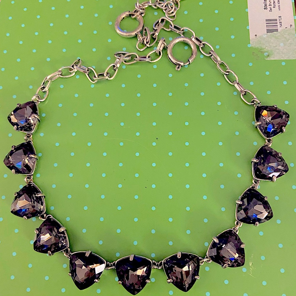Stella & Dot silver and black/grey necklace